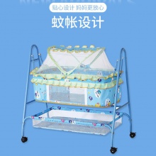 可摇童床万向轮带刹车婴儿童床宝宝摇床厂家直供