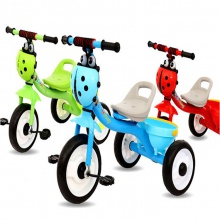 卡通婴儿三轮车高碳钢+PP儿童三轮车与篮子 单座三轮车