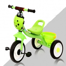 卡通婴儿三轮车高碳钢+PP儿童三轮车与篮子 单座三轮车