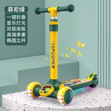 新款儿童滑板车闪光轮灯光音乐一键折叠厂家直供2-10岁