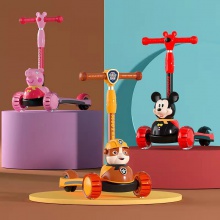 卡通新款儿童滑板车可折叠2-6-10岁米高带音乐单脚滑行车母婴礼品