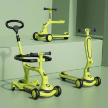 带护栏儿童滑板车三四合一2-8岁塑料闪发光三四轮踏板折叠滑板车