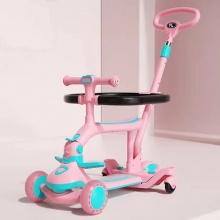 带护栏儿童滑板车三四合一2-8岁塑料闪发光三四轮踏板折叠滑板车