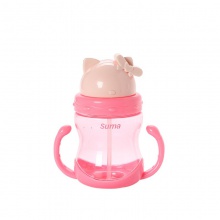 儿童手握卡通塑料水杯夏季创意幼儿园防摔防漏吸管杯手拿塑料水杯