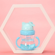 儿童手握卡通塑料水杯夏季创意幼儿园防摔防漏吸管杯手拿塑料水杯