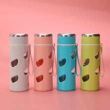 办公室直身透明玻璃水杯商务礼品杯茶杯印刷logo手提便携玻璃水杯