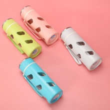 办公室直身透明玻璃水杯商务礼品杯茶杯印刷logo手提便携玻璃水杯