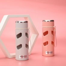 办公室直身透明玻璃水杯商务礼品杯茶杯印刷logo手提便携玻璃水杯