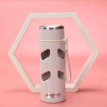 办公室直身透明玻璃水杯商务礼品杯茶杯印刷logo手提便携玻璃水杯