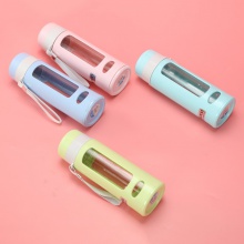 新款时尚防摔480ml玻璃水杯 小清新便携式礼品杯茶杯logo水杯