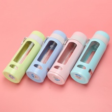 新款时尚防摔480ml玻璃水杯 小清新便携式礼品杯茶杯logo水杯