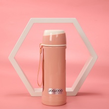 清新可爱480ml直身玻璃水杯 PP时尚手提便捷礼品杯 商务玻璃水杯