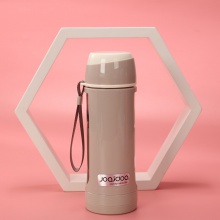 清新可爱480ml直身玻璃水杯 PP时尚手提便捷礼品杯 商务玻璃水杯