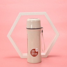 创意透明玻璃杯印刷logo带提绳便携防烫礼品杯花茶杯运动玻璃水杯