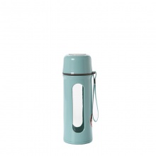 创意透明玻璃杯印刷logo带提绳便携防烫礼品杯花茶杯运动玻璃水杯