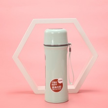 创意透明玻璃杯印刷logo带提绳便携防烫礼品杯花茶杯运动玻璃水杯