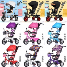 儿童三轮车脚踏车1-3-5-2-6岁大号轻便可折叠可坐宝宝推车自行车