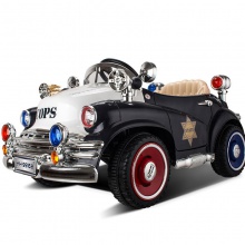 儿童复古电动车四轮摇摆童车警车遥控汽车宝宝车可坐人老爷车