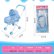 女孩过家家玩具儿童大推车可以折叠带蓬加强金属铁制推车