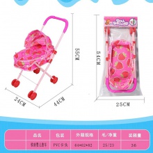 女孩过家家玩具儿童大推车可以折叠带蓬加强金属铁制推车