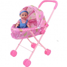过家家带洋娃娃手推小车发声婴儿宝宝仿真男女孩儿童玩具