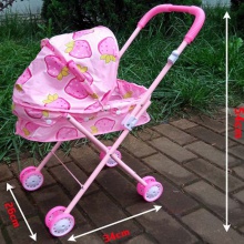 玩具婴儿推车儿童玩具小推车女孩过家家折叠带铁杆小推车发声娃娃