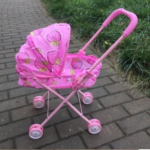 玩具婴儿推车儿童玩具小推车女孩过家家折叠带铁杆小推车发声娃娃