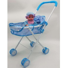 儿童男女孩过家家玩具小孩婴儿带娃娃折叠铁杆推车仿真婴儿手推车