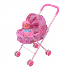 儿童男女孩过家家玩具小孩婴儿带娃娃折叠铁杆推车仿真婴儿手推车