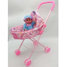 儿童男女孩过家家玩具小孩婴儿带娃娃折叠铁杆推车仿真婴儿手推车
