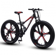 雪地自行车成人大轮胎变速山地车双碟刹减震越野自行车