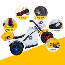 玩具儿童电动三轮车摩托车玩具车婴童充电巡逻警车带音乐喇叭