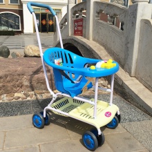 简易塑料仿竹编车可坐竹藤编婴儿车儿童竹车宝宝轻便携推车