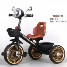 音乐灯光儿童三轮车1-5岁三轮脚踏车简易小孩男女头灯三轮车