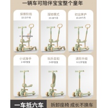 儿童滑板车1-3-8岁男女孩六合一 可坐带座椅护栏万向轮滑行溜溜车
