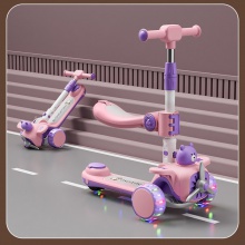 新款儿童滑板车男女宝宝多功能玩具车带音乐灯光折叠座椅滑滑车小