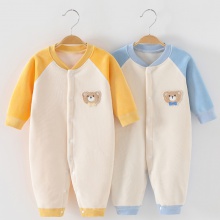 婴儿连体衣秋冬加绒新款哈衣家居服双面拉绒宝宝保暖爬服