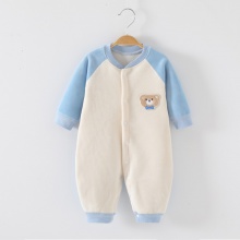 婴儿连体衣秋冬加绒新款哈衣家居服双面拉绒宝宝保暖爬服