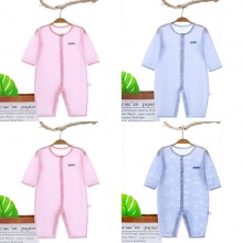 婴儿连体衣夏棉质新款长袖哈衣爬服宝宝婴童衣服九分袖儿童 空调服