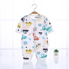 婴儿连体衣夏棉质新款长袖哈衣爬服宝宝婴童衣服九分袖儿童 空调服