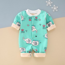 婴儿连体衣加绒秋冬无骨爬服牛奶丝宝宝连身衣新童装哈衣