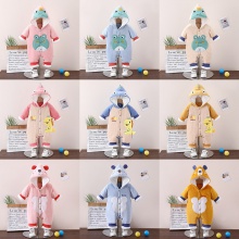 宝宝加厚外出服秋冬季加绒哈衣加棉爬服灯芯绒婴儿连体衣