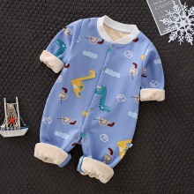 牛奶丝加绒婴儿连体衣秋冬哈衣宝宝服新生儿衣服爬服