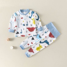 婴儿服装秋棉质内衣套装保暖棉质两用裆秋衣秋裤宝宝衣服