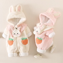 婴儿冬季棉服连体衣冬装衣服女宝宝冬款公主哈衣加绒外出抱衣爬服