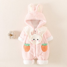 婴儿冬季棉服连体衣冬装衣服女宝宝冬款公主哈衣加绒外出抱衣爬服