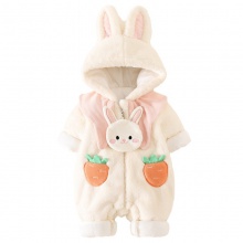 婴儿冬季棉服连体衣冬装衣服女宝宝冬款公主哈衣加绒外出抱衣爬服