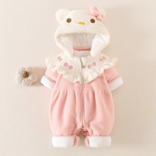 婴儿衣服冬装加厚公主毛毛衣新生女宝宝加绒连体衣冬季外出服