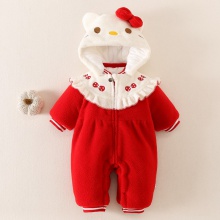 婴儿衣服冬装加厚公主毛毛衣新生女宝宝加绒连体衣冬季外出服