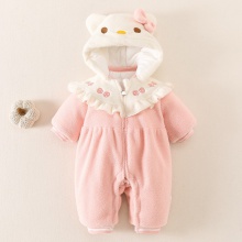 婴儿衣服冬装加厚公主毛毛衣新生女宝宝加绒连体衣冬季外出服